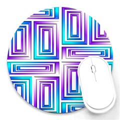 Geometric 3d Metallic Aqua Purple Round Mousepads