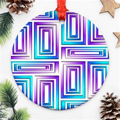 Geometric 3d Metallic Aqua Purple Ornament (Round)