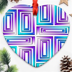 Geometric 3d Metallic Aqua Purple Ornament (Heart)