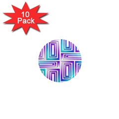 Geometric 3d Metallic Aqua Purple 1  Mini Magnet (10 pack) 