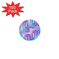 Geometric 3d Metallic Aqua Purple 1  Mini Buttons (100 pack) 