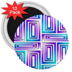 Geometric 3d Metallic Aqua Purple 3  Magnets (10 pack) 