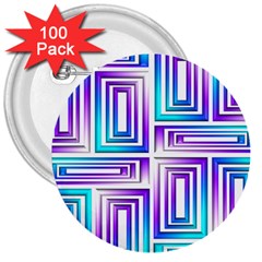 Geometric 3d Metallic Aqua Purple 3  Buttons (100 pack) 