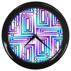 Geometric 3d Metallic Aqua Purple Wall Clocks (Black)