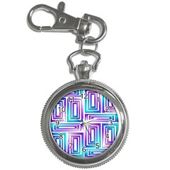 Geometric 3d Metallic Aqua Purple Key Chain Watches