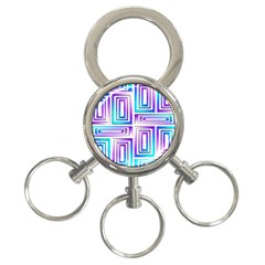 Geometric 3d Metallic Aqua Purple 3-Ring Key Chains