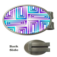 Geometric 3d Metallic Aqua Purple Money Clips (Oval) 