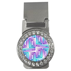 Geometric 3d Metallic Aqua Purple Money Clips (CZ) 