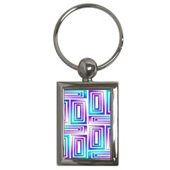 Geometric 3d Metallic Aqua Purple Key Chains (Rectangle) 