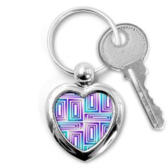 Geometric 3d Metallic Aqua Purple Key Chains (Heart) 