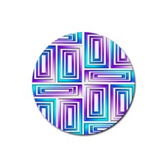 Geometric 3d Metallic Aqua Purple Rubber Coaster (Round) 