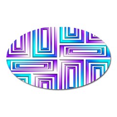 Geometric 3d Metallic Aqua Purple Oval Magnet