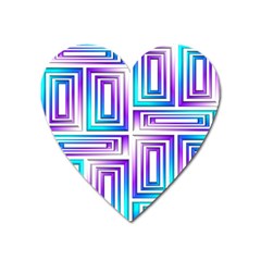 Geometric 3d Metallic Aqua Purple Heart Magnet