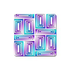 Geometric 3d Metallic Aqua Purple Square Magnet