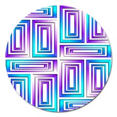 Geometric 3d Metallic Aqua Purple Magnet 5  (Round)