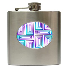 Geometric 3d Metallic Aqua Purple Hip Flask (6 oz)