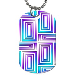 Geometric 3d Metallic Aqua Purple Dog Tag (Two Sides)