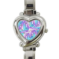 Geometric 3d Metallic Aqua Purple Heart Italian Charm Watch