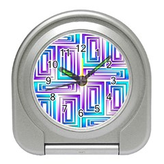 Geometric 3d Metallic Aqua Purple Travel Alarm Clocks