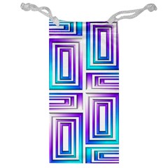 Geometric 3d Metallic Aqua Purple Jewelry Bag