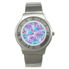 Geometric 3d Metallic Aqua Purple Stainless Steel Watch