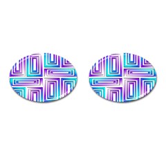 Geometric 3d Metallic Aqua Purple Cufflinks (Oval)