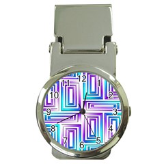 Geometric 3d Metallic Aqua Purple Money Clip Watches