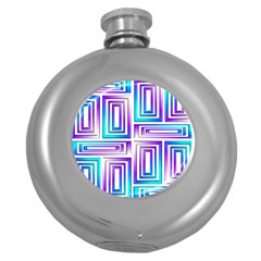 Geometric 3d Metallic Aqua Purple Round Hip Flask (5 oz)