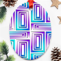 Geometric 3d Metallic Aqua Purple Oval Ornament (Two Sides)