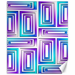 Geometric 3d Metallic Aqua Purple Canvas 8  x 10 