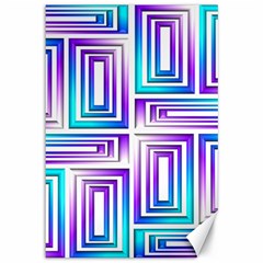 Geometric 3d Metallic Aqua Purple Canvas 12  x 18  