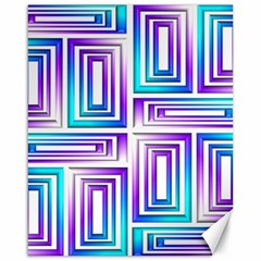 Geometric 3d Metallic Aqua Purple Canvas 16  x 20  