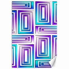 Geometric 3d Metallic Aqua Purple Canvas 20  x 30  