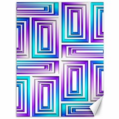 Geometric 3d Metallic Aqua Purple Canvas 36  x 48  