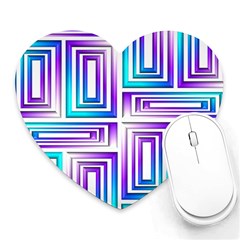 Geometric 3d Metallic Aqua Purple Heart Mousepads