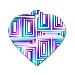 Geometric 3d Metallic Aqua Purple Dog Tag Heart (Two Sides)