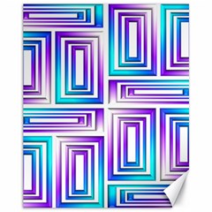 Geometric 3d Metallic Aqua Purple Canvas 11  x 14  