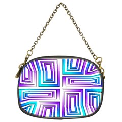 Geometric 3d Metallic Aqua Purple Chain Purses (one Side)  by Nexatart