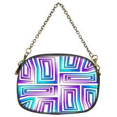 Geometric 3d Metallic Aqua Purple Chain Purses (Two Sides) 