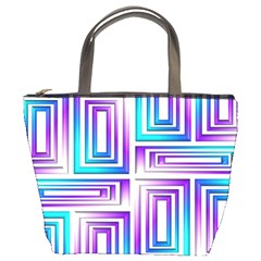 Geometric 3d Metallic Aqua Purple Bucket Bags