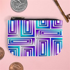 Geometric 3d Metallic Aqua Purple Mini Coin Purses