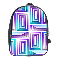 Geometric 3d Metallic Aqua Purple School Bag (Large)