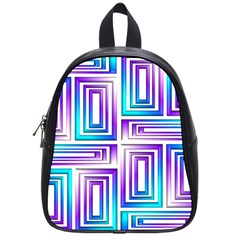 Geometric 3d Metallic Aqua Purple School Bag (Small)