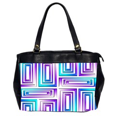 Geometric 3d Metallic Aqua Purple Office Handbags (2 Sides) 