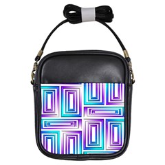 Geometric 3d Metallic Aqua Purple Girls Sling Bags