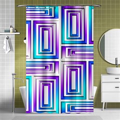 Geometric 3d Metallic Aqua Purple Shower Curtain 48  x 72  (Small) 