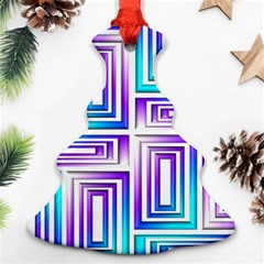 Geometric 3d Metallic Aqua Purple Ornament (Christmas Tree) 