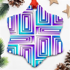 Geometric 3d Metallic Aqua Purple Snowflake Ornament (Two Sides)