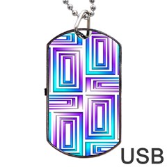 Geometric 3d Metallic Aqua Purple Dog Tag USB Flash (One Side)