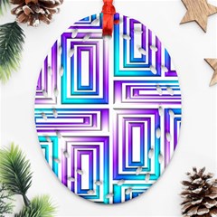 Geometric 3d Metallic Aqua Purple Oval Filigree Ornament (Two Sides)